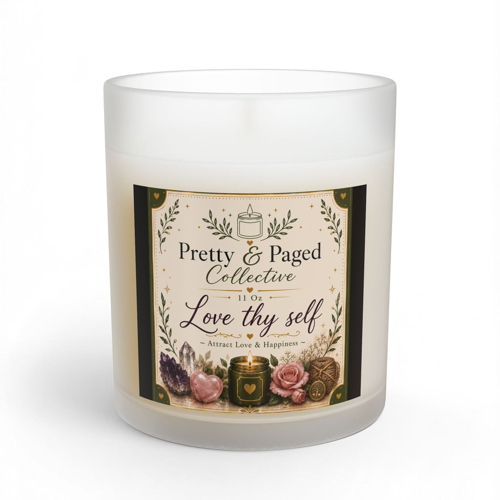 Love Thy Self Scented Glass Candle, 11oz — Self-Care Aromatherapy Candle (Pretty & Paged Collection)