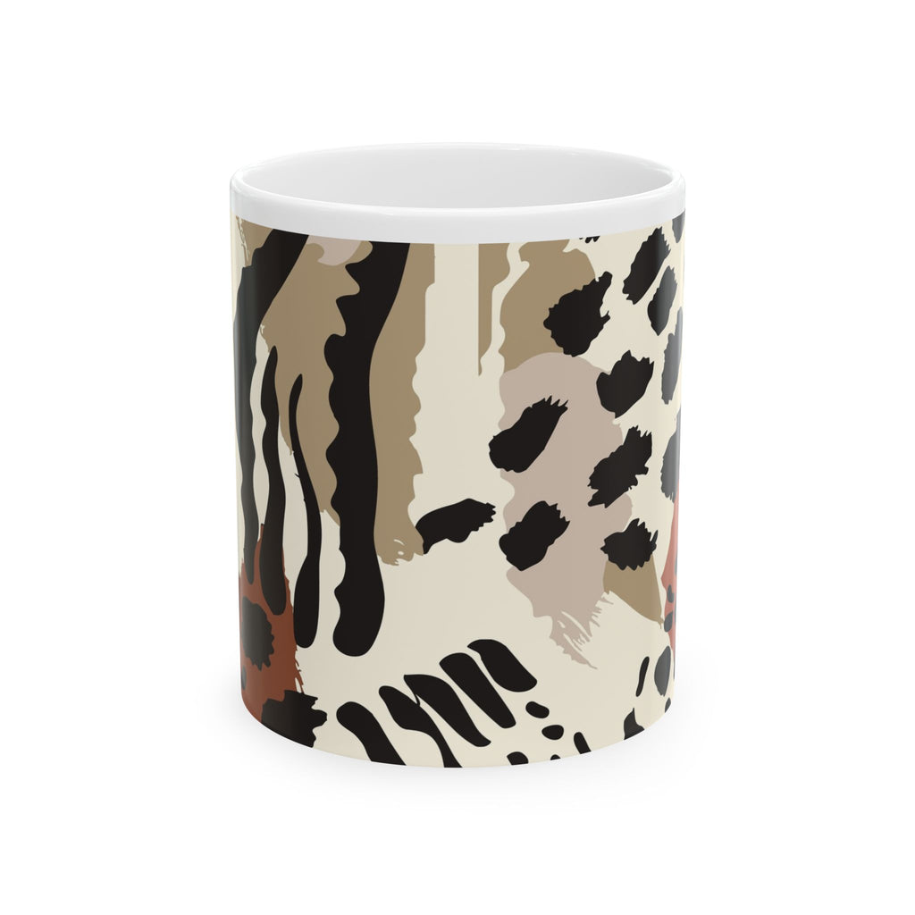 Animal Print Ceramic Mug — Neutral Leopard & Zebra Pattern (11oz, 15oz)