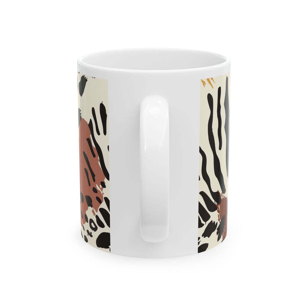 Animal Print Ceramic Mug — Neutral Leopard & Zebra Pattern (11oz, 15oz)