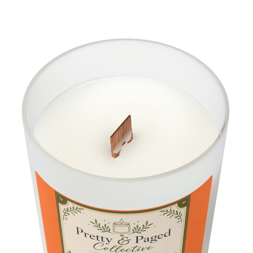 Autumn Nights Scented Candle — Frosted Glass 11oz Wooden Lid
