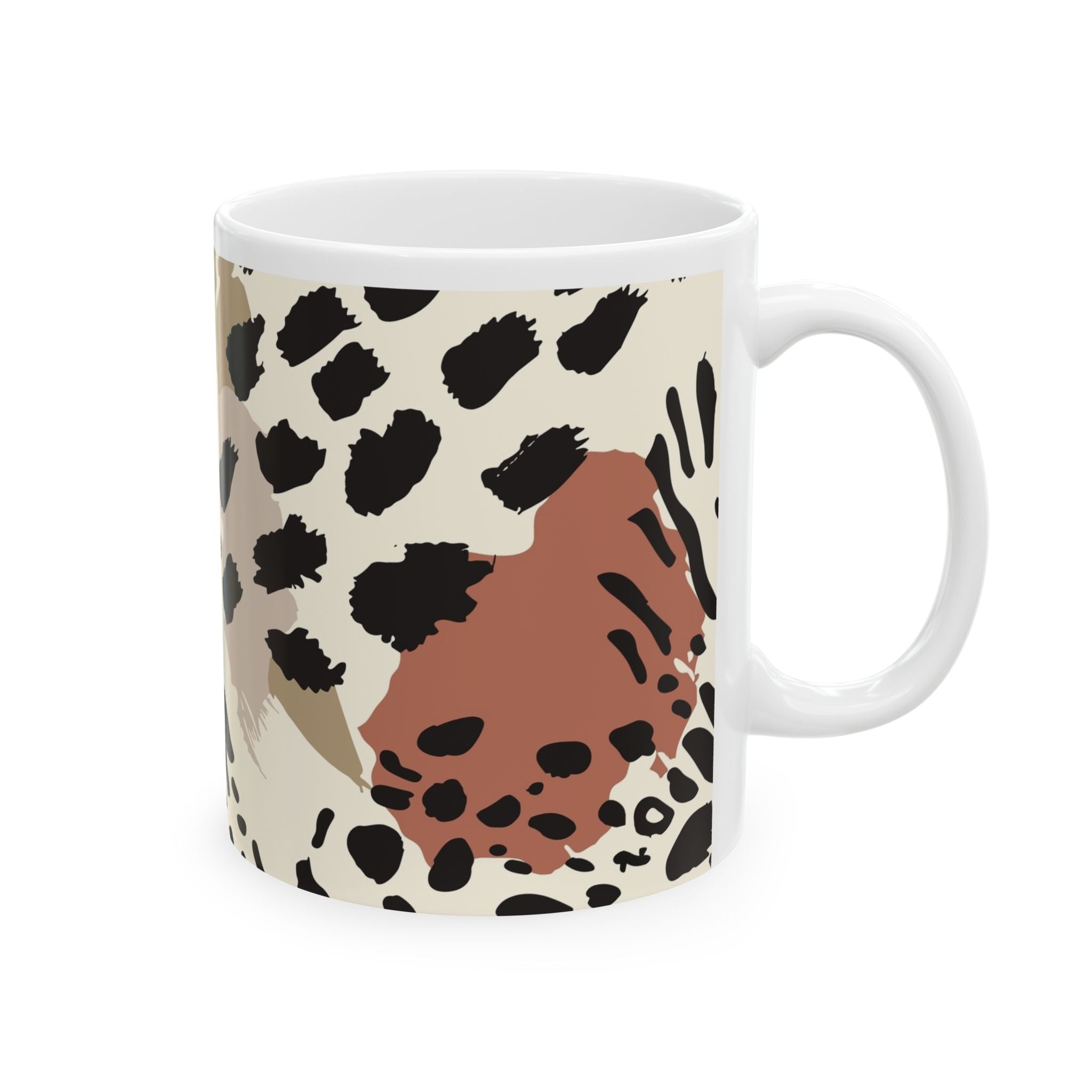 Animal Print Ceramic Mug — Neutral Leopard & Zebra Pattern (11oz, 15oz)