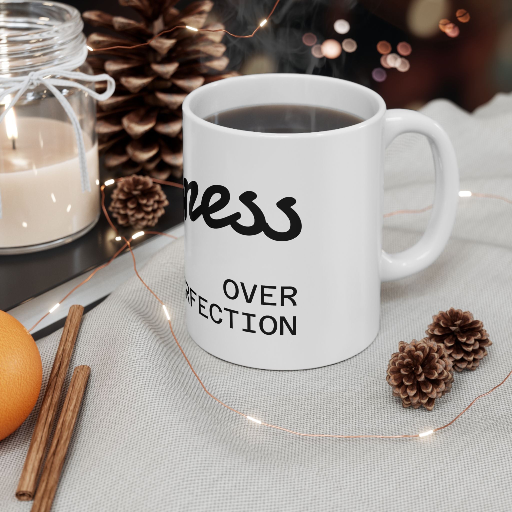 Progress Over Perfection Ceramic Mug — Motivational Coffee Cup (11oz, 15oz)