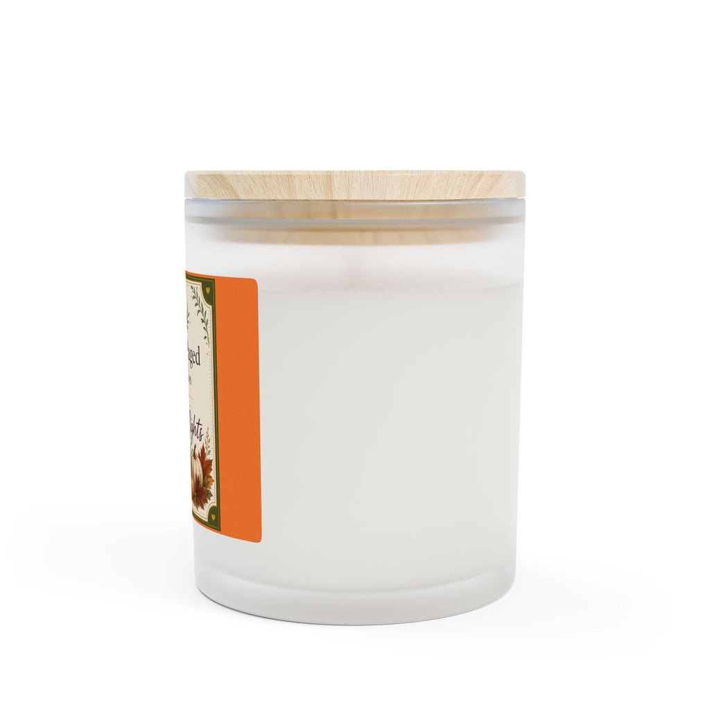 Autumn Nights Scented Candle — Frosted Glass 11oz Wooden Lid
