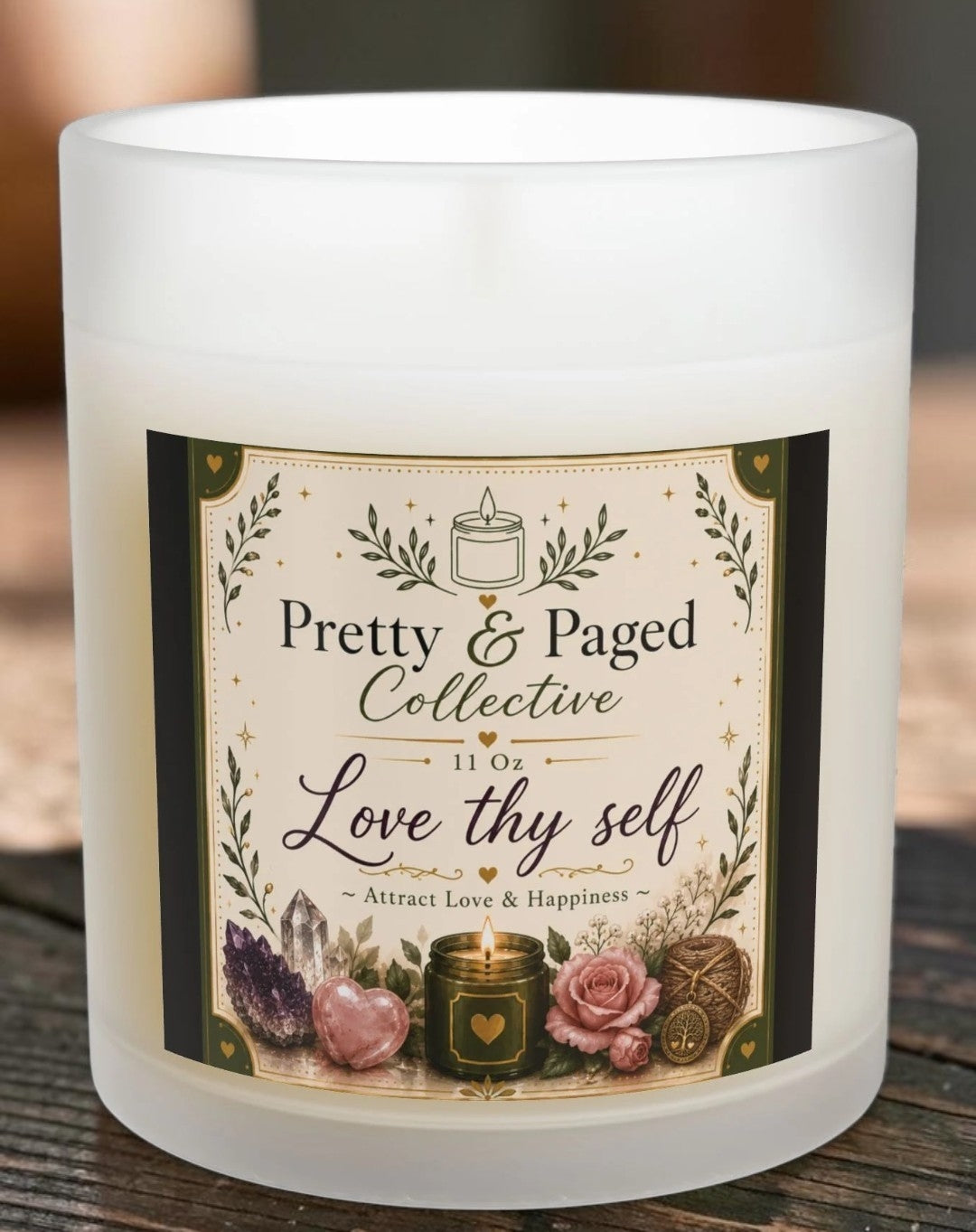 Love Thy Self Scented Glass Candle, 11oz — Self-Care Aromatherapy Candle (Pretty & Paged Collection)